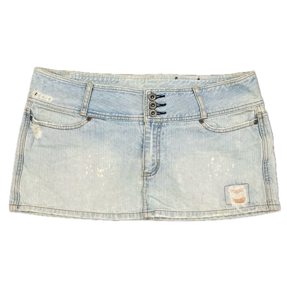 Bongo Y2K Light Wash Denim Mini Skirt Size 17 90s 2000s - Picture 1 of 11